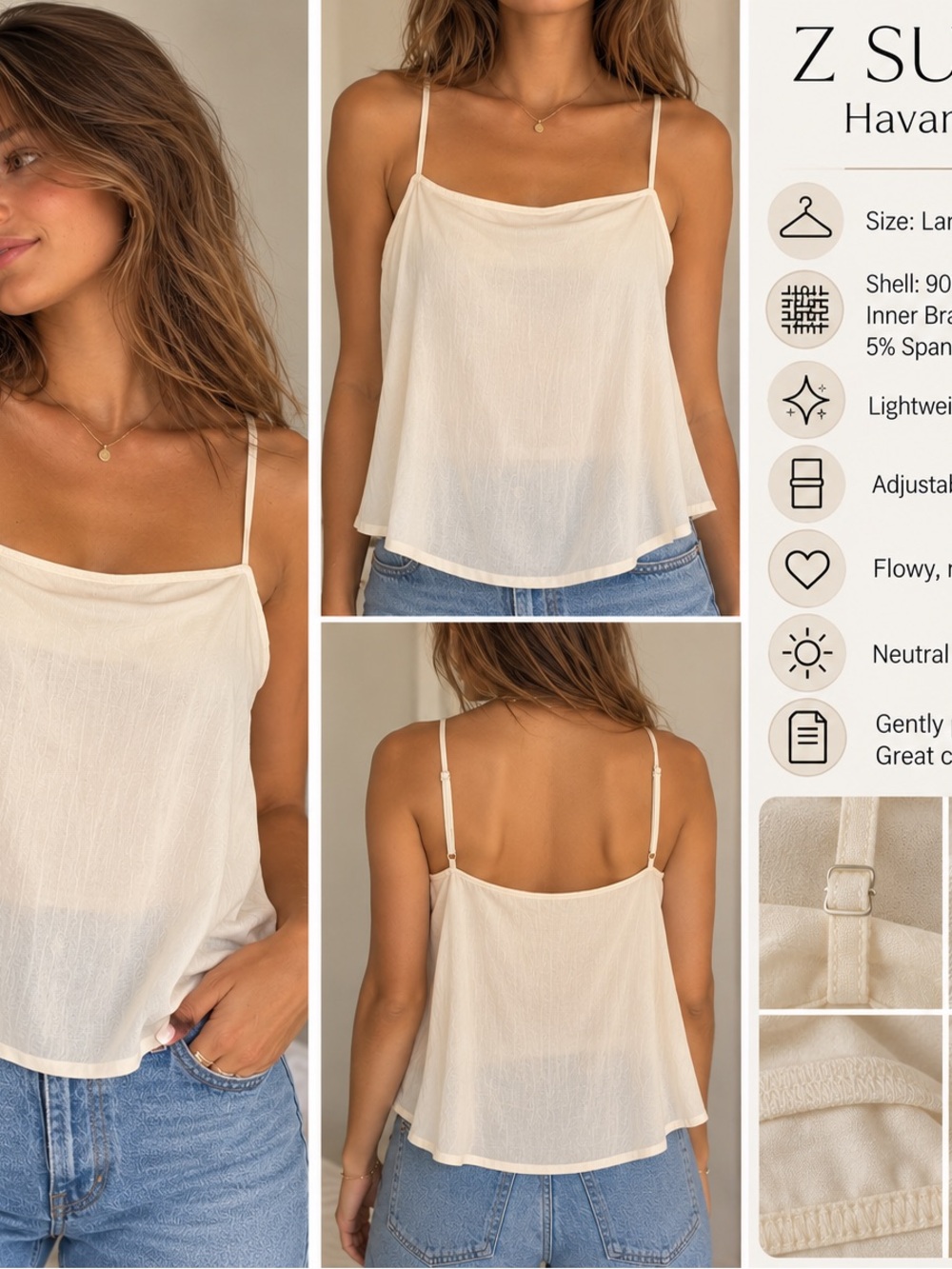 Z Supply Havana Tank Sandstone Cream Size L NWT $56